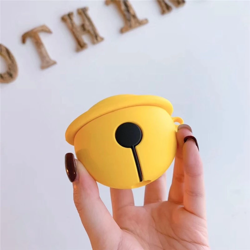 Мягкий силиконовый чехол с маленьким колокольчиком для наушников AirPods 1/2 зарядки