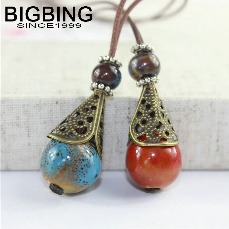 Y026 BIGBING модные ювелирные изделия ручной вязки красные синие керамические бусы