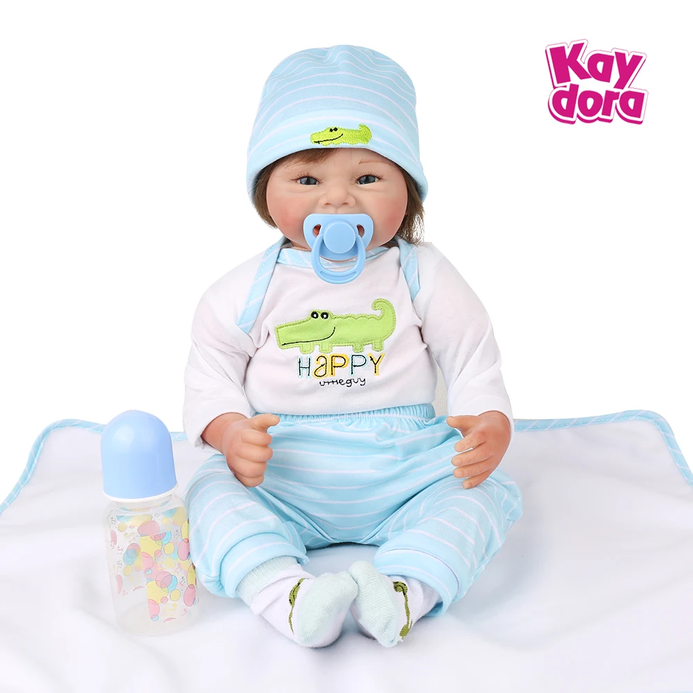 Boneca Reborn Toddler Doll 55cm cloth body Limbs 22 inch Cute Baby Cloth Body Birthday Gift Girls Playmates | Игрушки и хобби