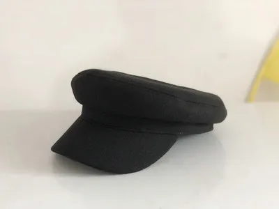 Black M Adult Берет осень и зима корейский стиль сплошной цвет универсальный плоский верх шерстяная темно-синяя шапка Ретро Художественный шляпа утконоса шапка художника - Цвет: Black M Adult