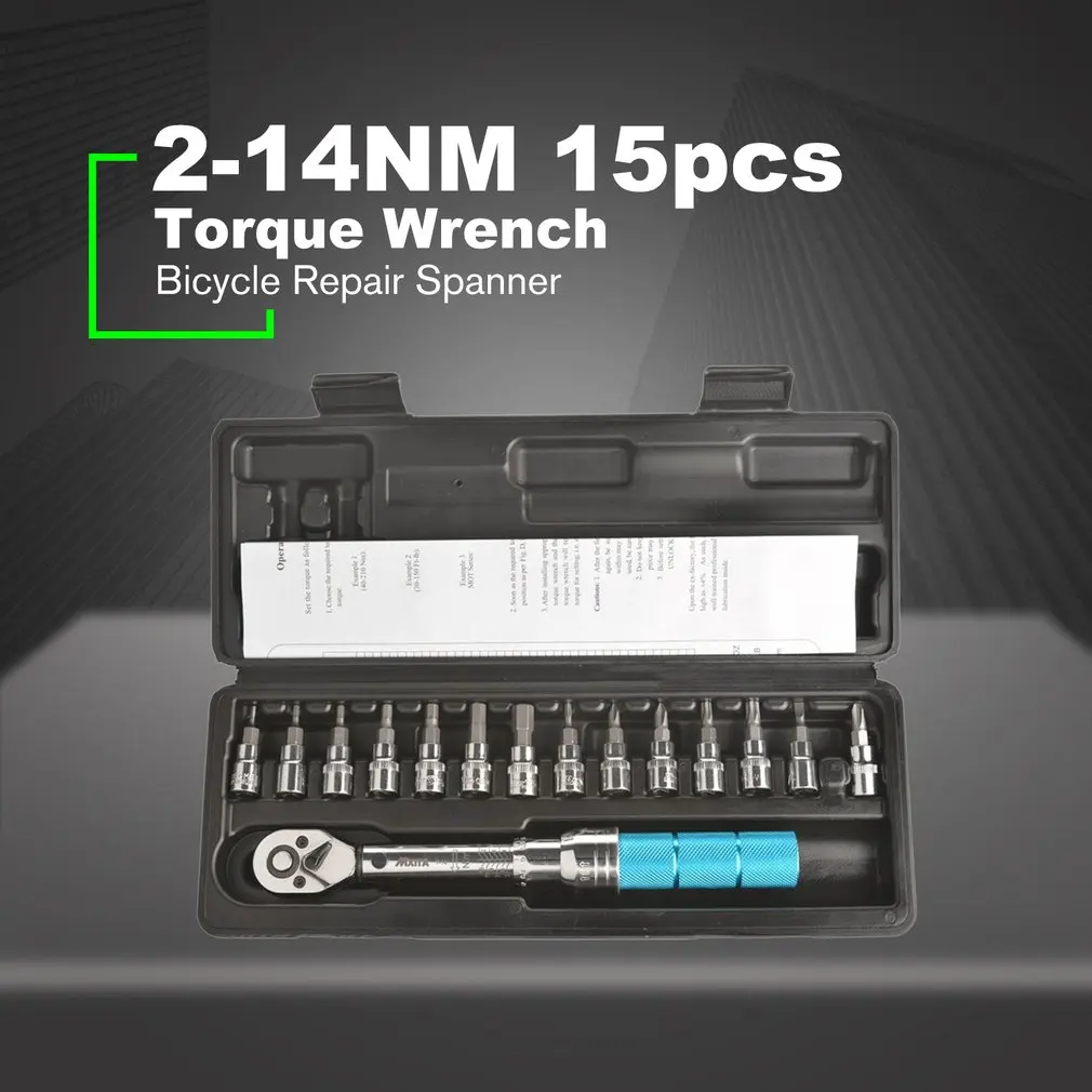 

1/4inch Steel Click Adjustable Torque Wrench Tools kit set Bicycle Bike Repairing Spanner Hand Tool set
