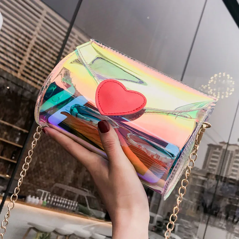 

Ulzzang Harajuku-Style Transparent Heart Laser Shoulder Bag Soft Girl Mini Bag WOMEN'S Bag