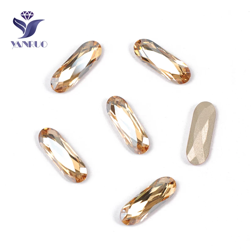 Without Claw YANRUO 4161, все размеры, золотистые тени, удлиненные багет, пришитые стразы, стеклянные стразы, кристалл, сделай сам, Золотые камни - Цвет: Without Claw