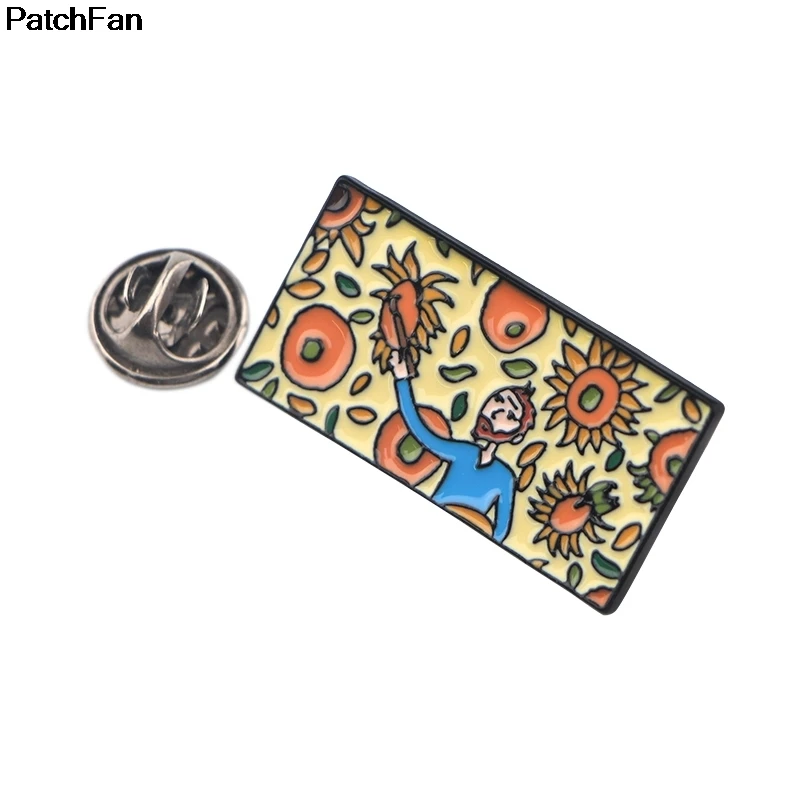 20 шт./лот Patchfan винтажный Ван Гог Подсолнух картина маслом булавка рюкзак брошь для одежды для мужчин женщин шляпа Декоративные значки A2618