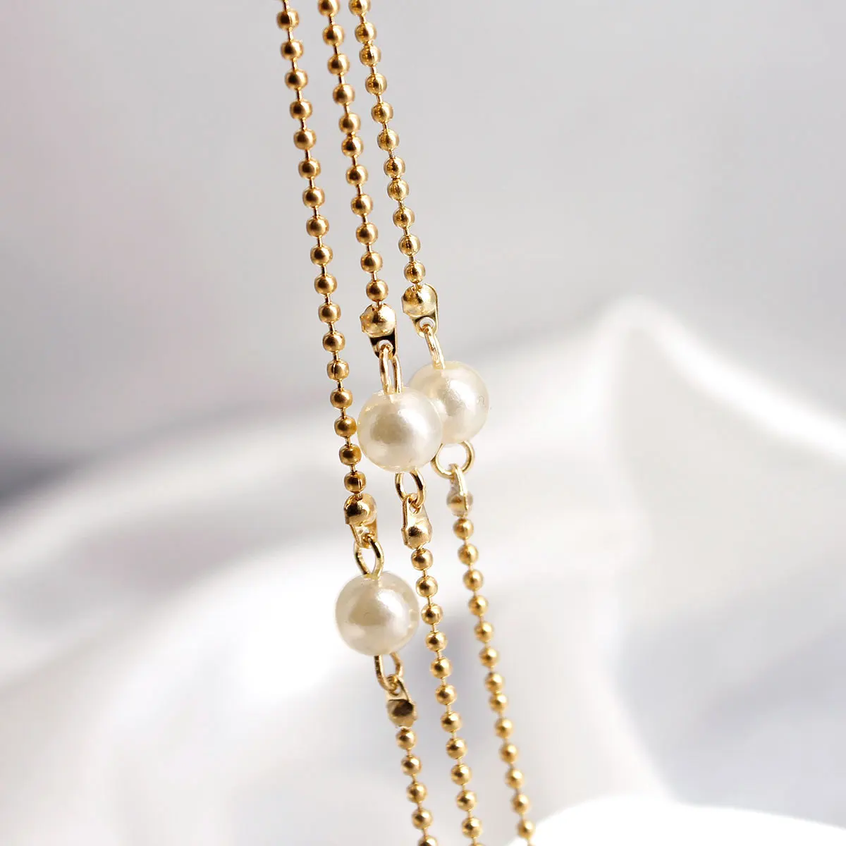 

Hot Selling Multilayer Beach Foot Ornaments Fashion Europe And America Popular Imitation Pearl Anklet Set K335