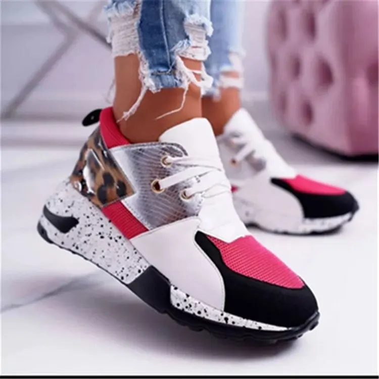 Zapatos de serpiente con plataforma de leopardo para mujer, zapatillas a la moda, de malla transpirable, tacón alto, gran oferta, 2021