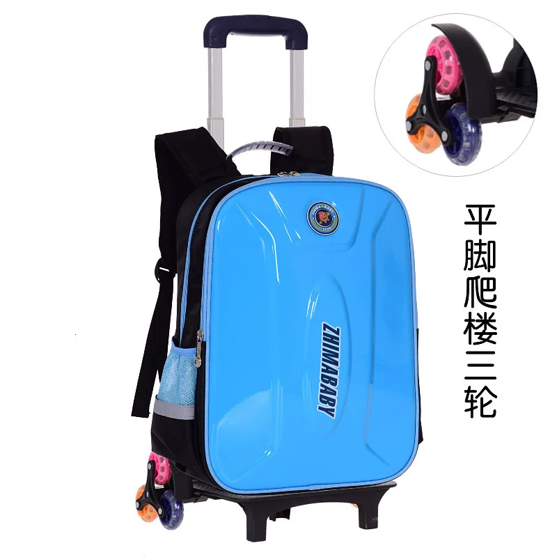 Сумки на колесиках, школьный рюкзак для детей, для мальчиков и девочек, сумка на колесиках, Съемный Детский Школьный рюкзак на колесиках, дорожная сумка Mochila - Цвет: 6 wheel sky blue