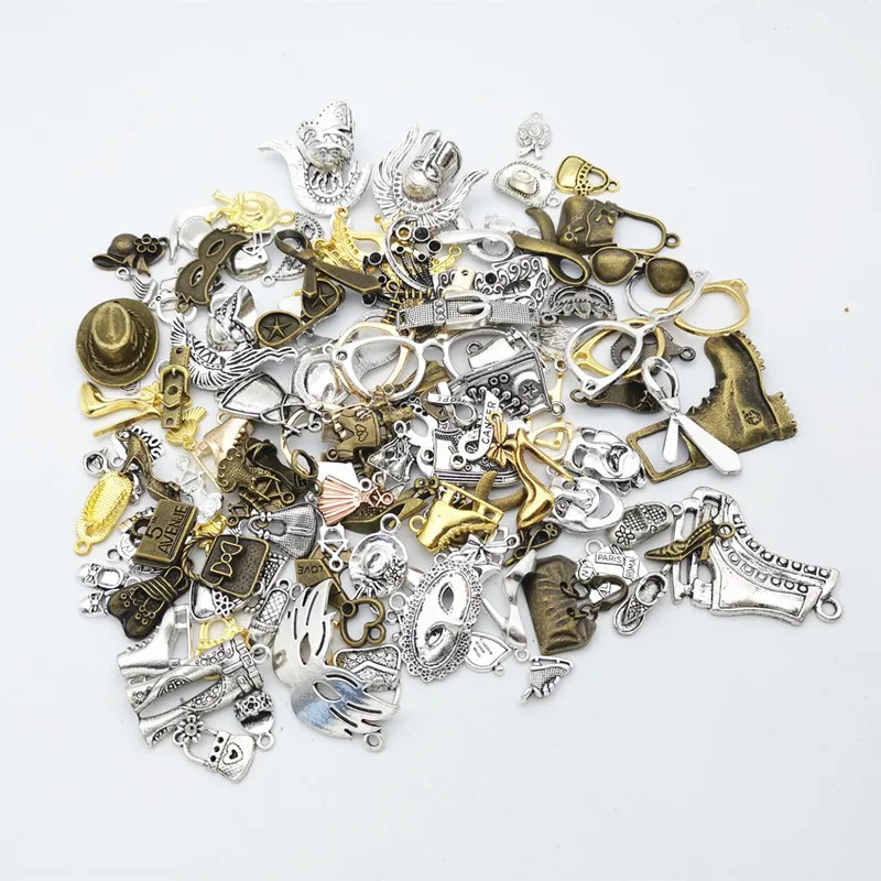 

hot sale metal clothing mixed pendant antique bronze bracelet necklace handmade jewelry making wholesale DIY accessories