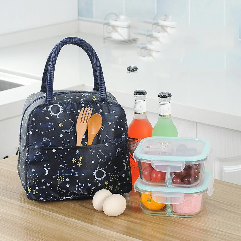 Сумка для еды bolsa termica, модная сумка для обеда, портативная, водонепроницаемая, толщина, для пикника, школы, офиса, с цветочным принтом, d90814