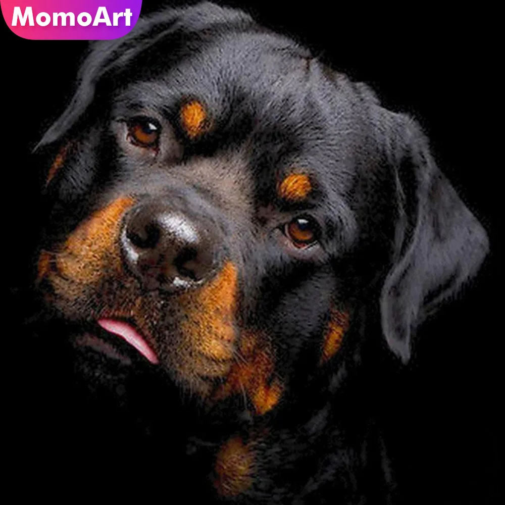 

MomoArt 5D DIY Diamond Painting Rottweiler Full Square Diamond Embroidery Dog Mosaic Picture Of Rhinestone Gift