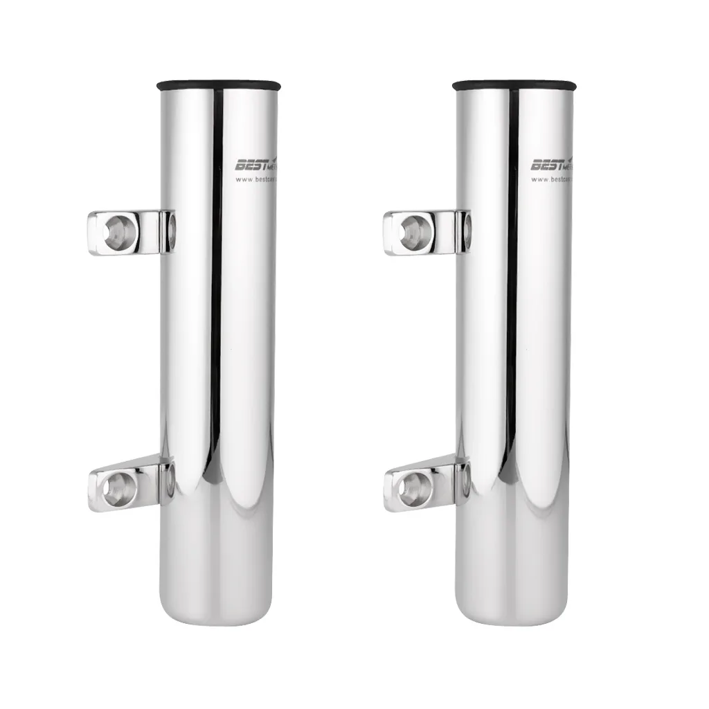 2 Pieces / Set Deluxe Stainless Marine Boat Fishing Rod Pole Holder Side Mount Rest Rack Bracket with Black Insert Accessories