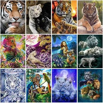 

5D DIY Diamond Painting Cross Ctitch Tiger Diamond Embroidery Animals Rhinestone Full Round/square Drill Mosaic Home Decor Gift