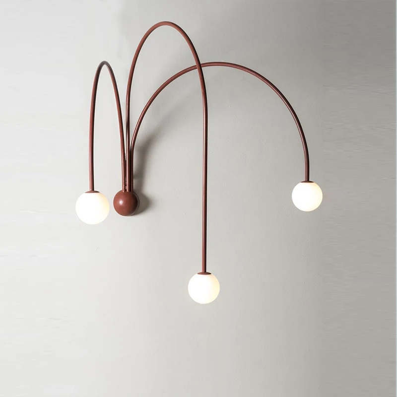 Nordic modern minimalist red living room lamp villa gallery unique design background wall bedroom study line | Лампы и освещение