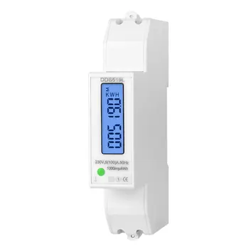

AC 230V 5-100A Heavy Load Single Phase 2 Wire Wattmeter LCD Digital Power Meter With Backlight Display DIN Rail
