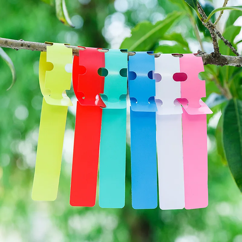 200 Pcs Plastic Nursery Garden Decor Stake Tags Plant Labels Adjustable Markers 