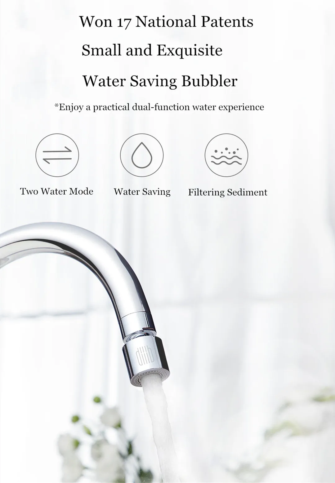 Youpin Diiib аэратор для кухонного крана, насадка для водопроводного крана, водосберегающий фильтр, двойная функция на 360 градусов, 2 потока, защита от брызг