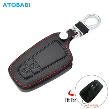 

2 Buttons Leather Car Key Case For Toyota Camry Prius CHR CH-R 2017 2018 Remote Fob Cover Keychain Protector Bag Auto Accessory