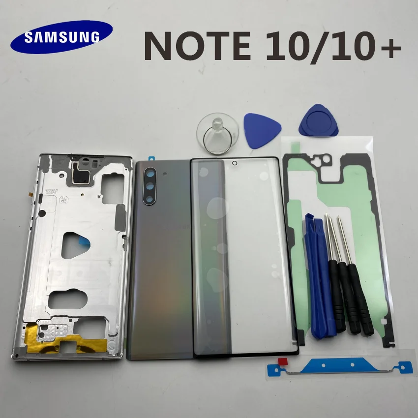 Original NOTE10 Full Housing Case Back Cover+Front Screen Glass Lens+Middle Frame For Samsung Galaxy Note 10+plus Full part