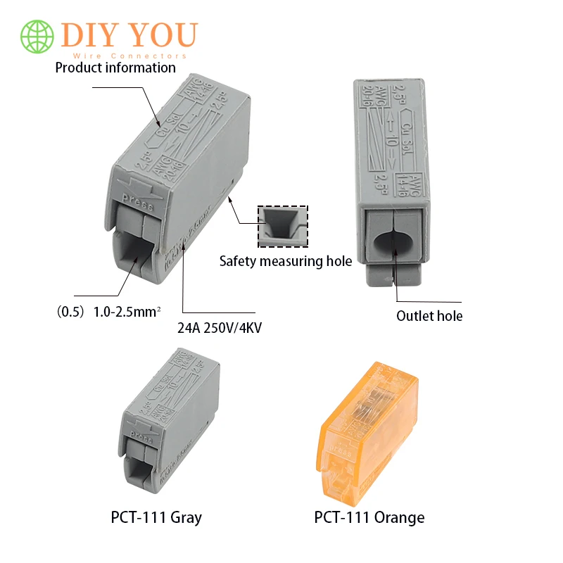 30/50/100 шт быстрое нажатие разъем проводки(PCT-112 1P 2 отверстие) лампа Разъем PCT-111/121 один 1p кабель проводное соединение