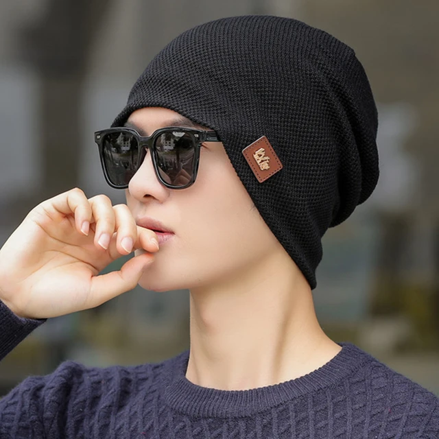 Bonnet de Ski doux et épais pour homme, chapeau tricoté, à la mode, avec  doublure en fourrure, pour Sports de plein air, chaud et ample, nouveauté,  hiver - AliExpress