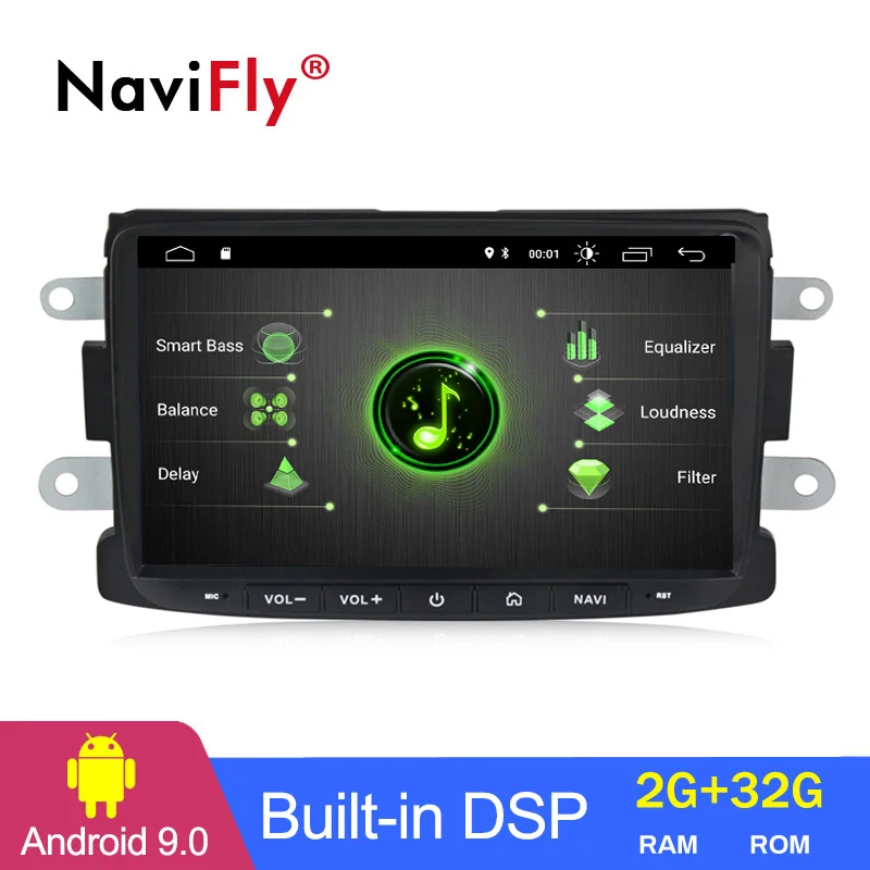Navifly 8 дюймов DSP автомобильный мультимедийный плеер для Renault Duster Dacia Sandero Captur Android 9 HD 1080P wifi BT RDS Carplay