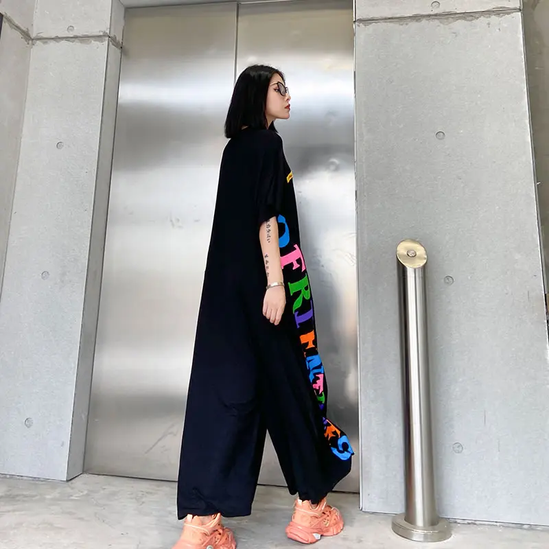 XITAO Tide Plus Size Letter Print Jumpsuits Women Clothes 2020 Summer New Fashion Vintage Pocket Match All Jumpsuits ZLL5238