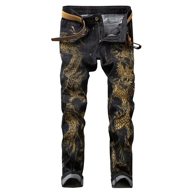MORUANCLE Для Мужчин's Марка NEW FASHION Hi Street в стиле «хип-хоп» и джинсовые брюки с милым рисунком кота уличная в стиле панк джинсовые брюки для мужчин рок джинсы Размеры срок производства тиража: 30-40