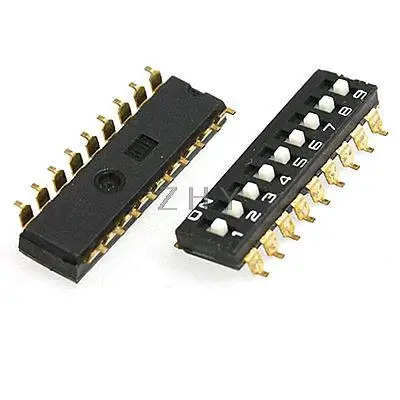 

2 Pcs 2.54mm Pitch 9 Position SMD Type DIP Switch Black