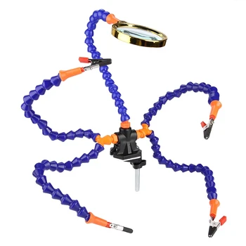 

Helping Hands Third Hand Soldering Tool 6 Flexible Arms Five Arm Soldering Station With Magnifying Glass Fan