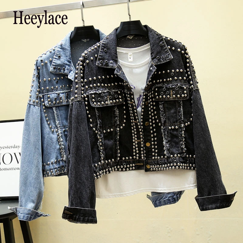 Greatest  14 Styles Hand Studded Rivet Denim Jacket Women Loose Short Jackets Ladies High Quality Jeans Jacke