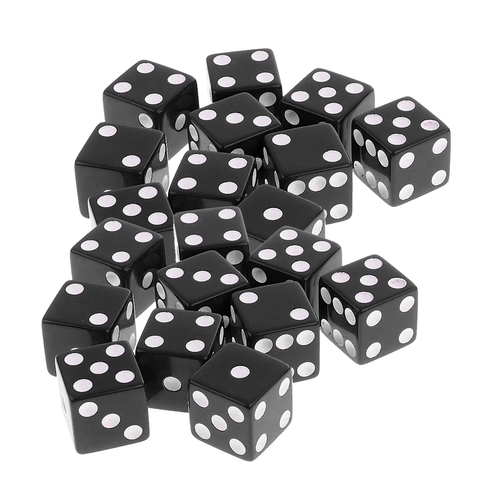 20x Six Sided D6 Digital Dice Party Gaming Dice for D&D RPG MTG Board Table Games Toy Black