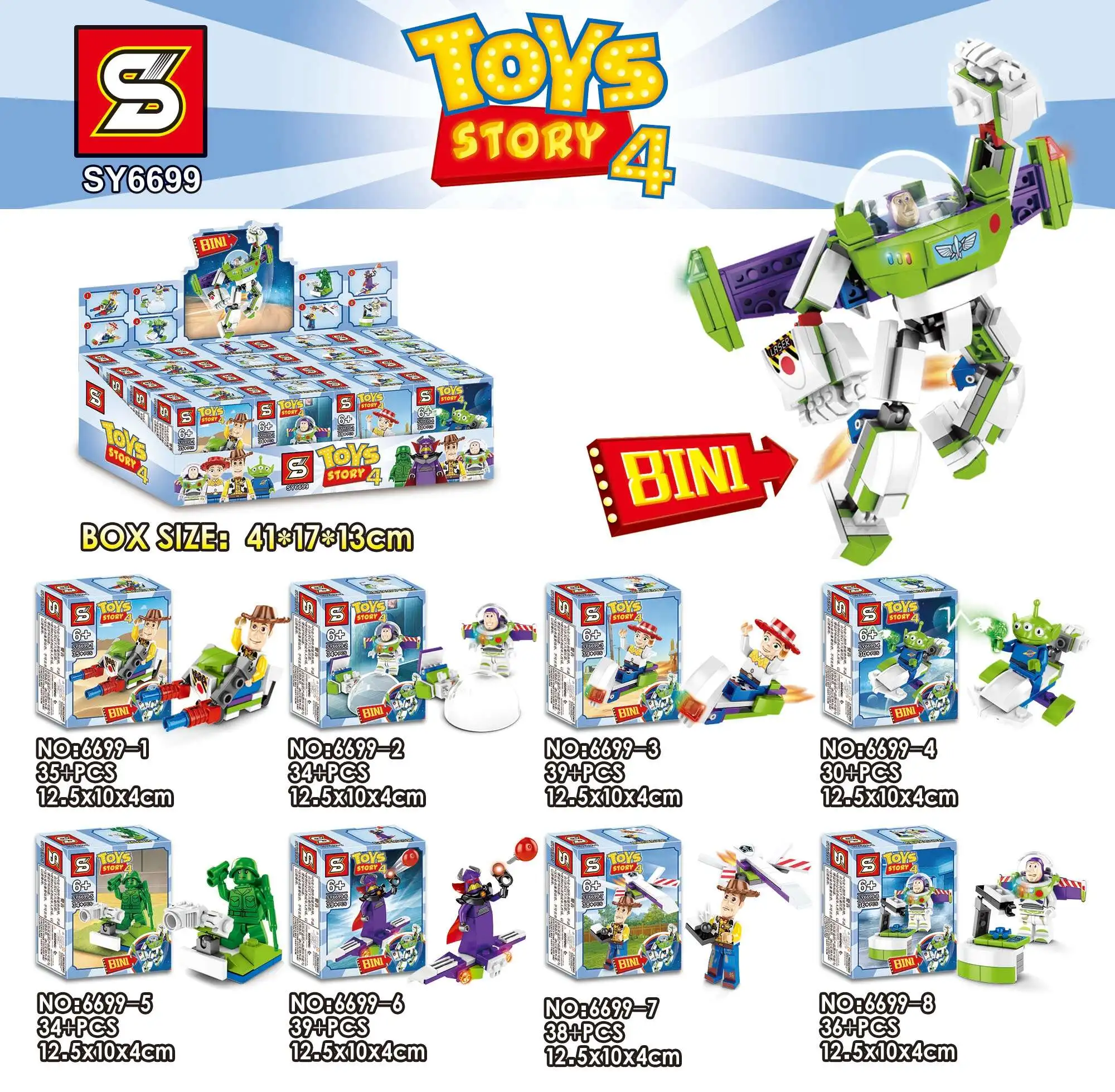 

Set Sale Building Blocks Toy Story 4 Series Bricks Woody Buzz Lightyear Aliens Jessie Figures Model For Children Toys SY6699