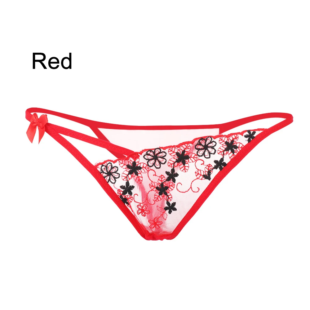 Style 4 Red Женское сексуальное, Эротическое белье стринги кружевные цветы трусики с низкой посадкой трусы сексуальное Т-образное Прозрачное нижнее белье модные трусы - Цвет: Style 4 Red