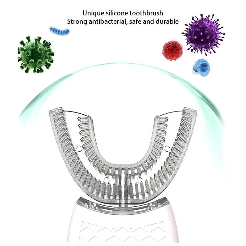 Интеллектуальная автоматическая звуковая электрическая зубная щетка с углом обзора 360 градусов, u-образная зубная щетка, usb зарядка, отбеливание зубов, синий светильник