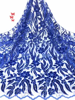

high quality French sequence sequins net lace,African velvet tulle mesh sequence lace fabric for party dress 5yards/lot FFD-111