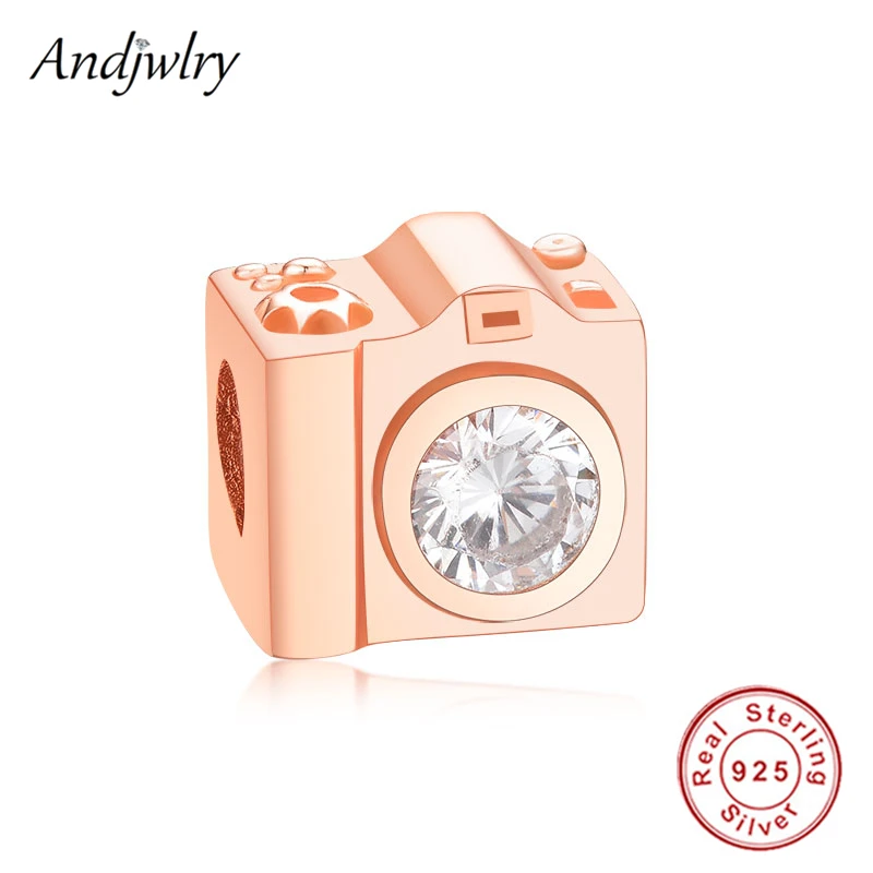 

Fit Original Pandora Charms Bracelet Sterling 925 Silver Rose Gold Snapshots Charm Clear CZ Women DIY Jewelry Making Berloque