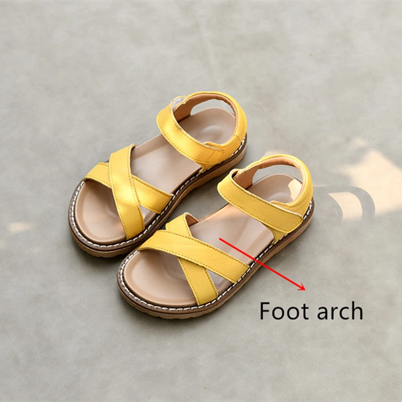 Real Leather Girls Roman Sandals Foot Arch sole Baby Boys garden shoes Summer Kids Princess shoes Children's Sandals