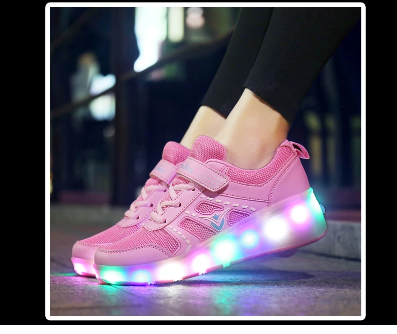 Светильник, обувь с роликовыми светодиодами, детская обувь для девочек и мальчиков, светящиеся кроссовки с колесами, светящаяся подсветка