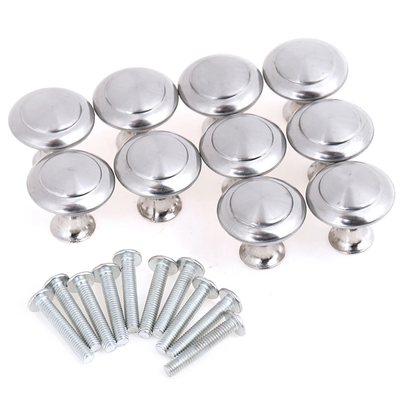 10pcs/set Round Knobs Stainless Steel Drawer Knobs Kitchen Cupboard Pull Handles