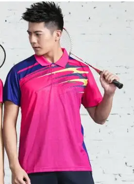 A8815 men 1 shirt Весенне-осенняя новая рубашка для бадминтона с короткими рукавами для мужчин/женщин, спортивные длинные штаны, одежда для настольного тенниса, рубашки для тенниса - Цвет: A8815 men 1 shirt
