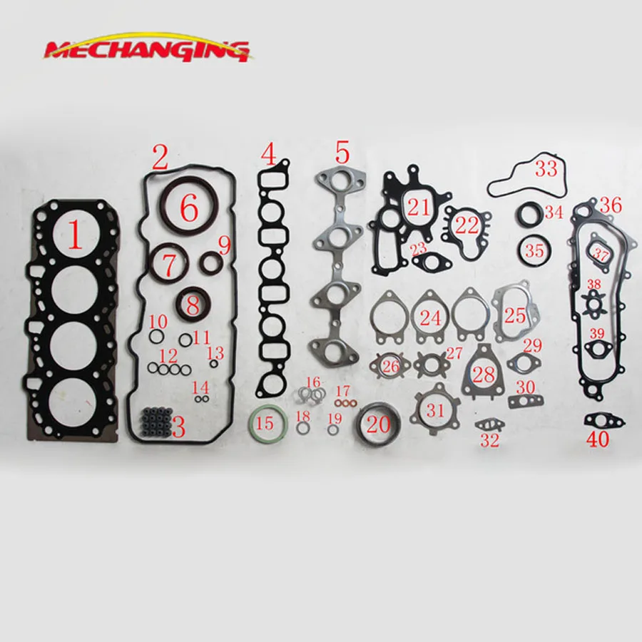 2KD 2KDFTV For TOYOTA HIACE III HILUX II Metal Engine shim Engine Parts Full Set Gasket 04111-30030