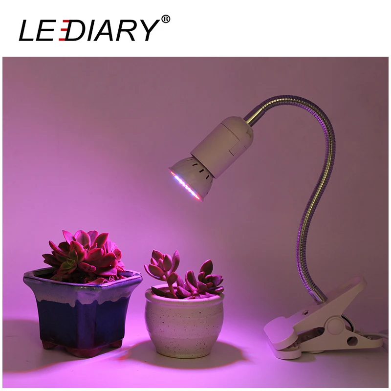 Светодиодный жир гибкая светодиодная лампа для выращивания растений 220 В с зажимом для выращивания растений E27 54 светодиодный с переключателем США ЕС полный спектр для горшечных растений