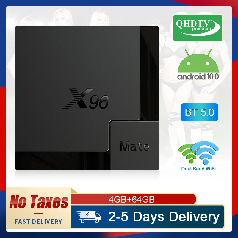 ТВ-приставка X96 Mate QHDTV Premium Smart tv Android 10 4K H616 четырехъядерная tv-приставка с двойным