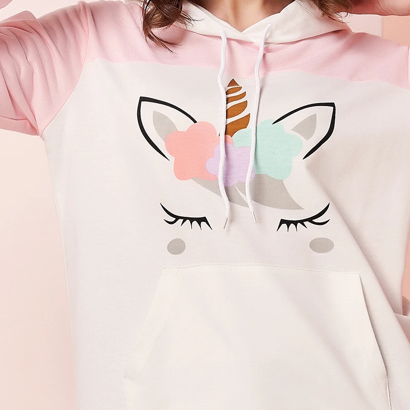 Dreaming Unicorn Pastel Pink Pullover Hoodie