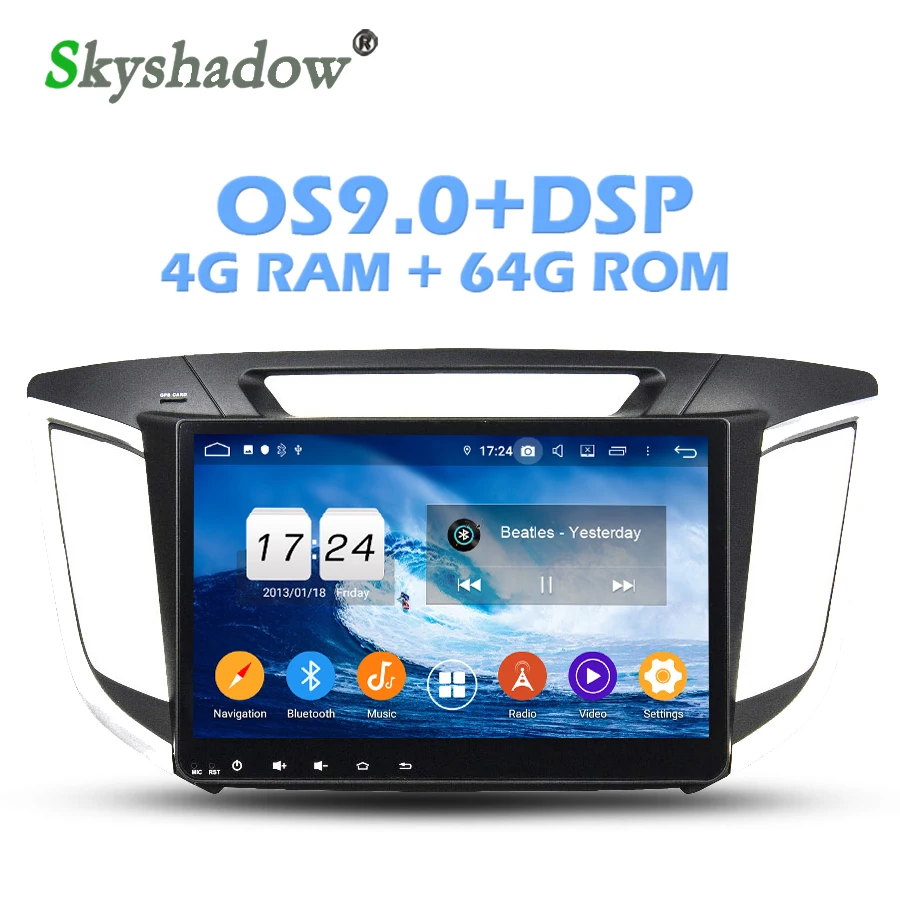Ips DSP Android 9,0+ 4 Гб+ 64 ГБ+ 8 ядерный rom автомобильный dvd-плеер Wifi 4G Bluetooth радио gps карта для hyundai creta ix25