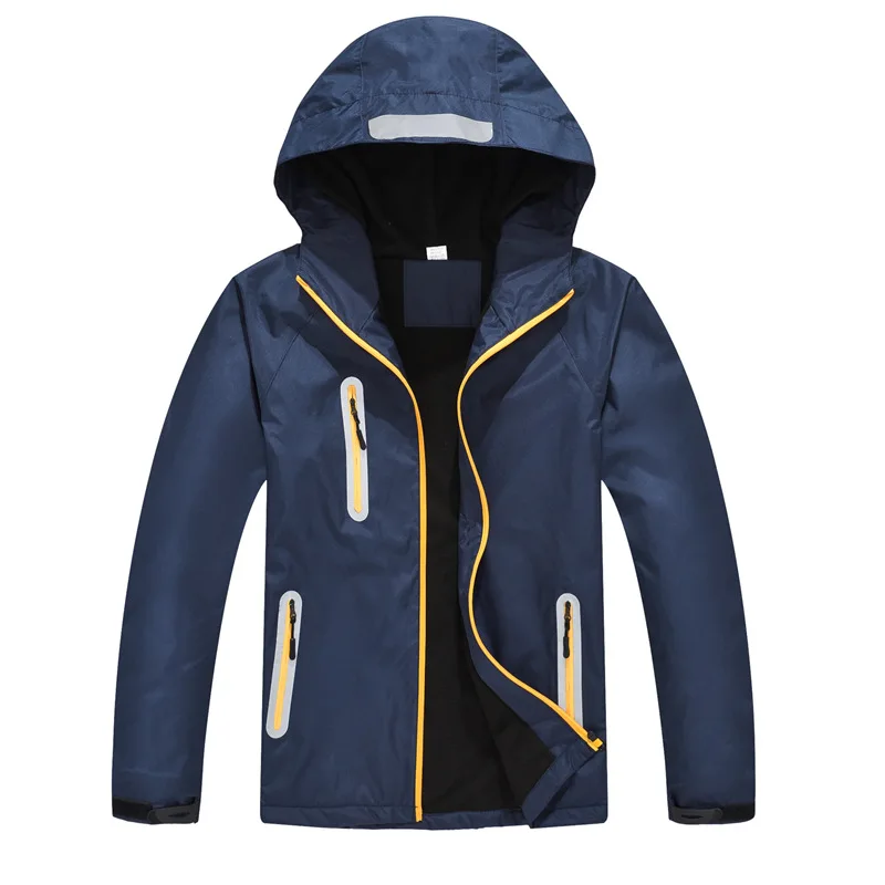 

Fashion men jacket Winter velvet lining thick warm hooded Casual coat New Reflective strip windproof Fleece outerwear clothing
