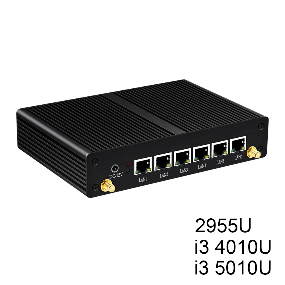 Безвентиляторный мини ПК Intel Celeron 6lan Minipc Linux Win 10 компьютер Тонкий клиент LAN USB Compute офис Pfsense Карманный Micro MINIPC