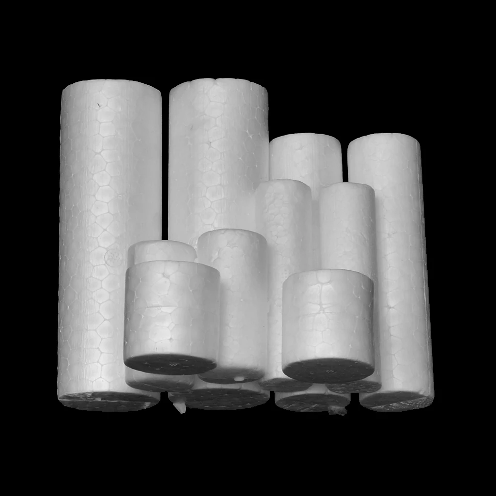10Pcs Craft Foam - Cylinder Shaped Foam for DIY Home Craft Project, Christmas Tree, Table Centerpiece, White Polystyrene Foam