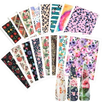 

25pcs Flowers Nail Stickers Decals Letters Leopard print Water Transfer Slider Tattoo Full Wraps Foils Decorations TRWG4001-4025