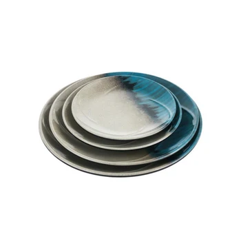 

Melamine Dinnerware Plates Rustic Blue Design Melamine Dinner Plates for Indoor Outdoor Use, Dishwasher Safe, Break-resistant
